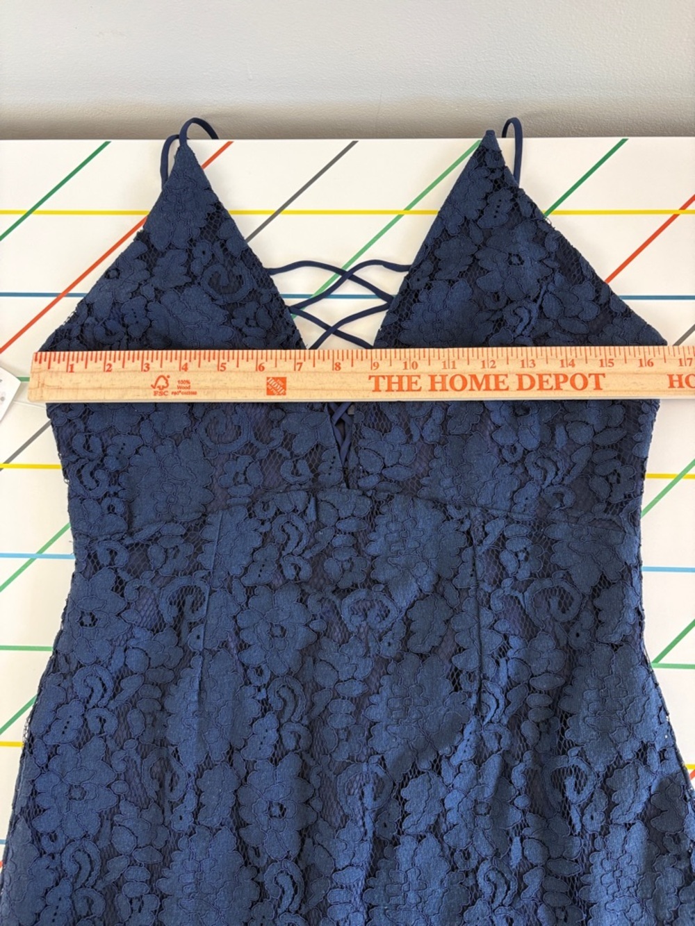 NWT Astr Navy Lace Mini Dress Thin Straps size Large Bachelorette Date Night - Picture 12 of 14